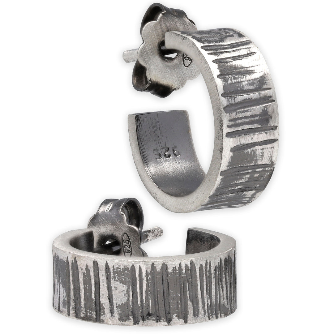 Men's hammered hoop earring