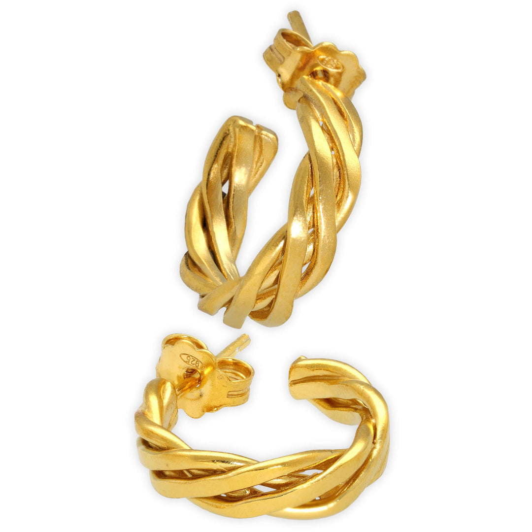 Huggie hoop earrings made of twisted wire