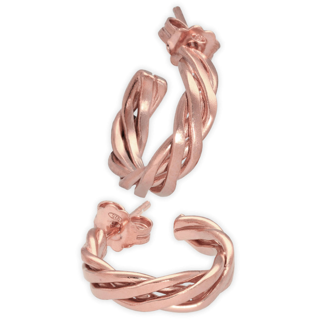 Huggie hoop earrings made of twisted wire