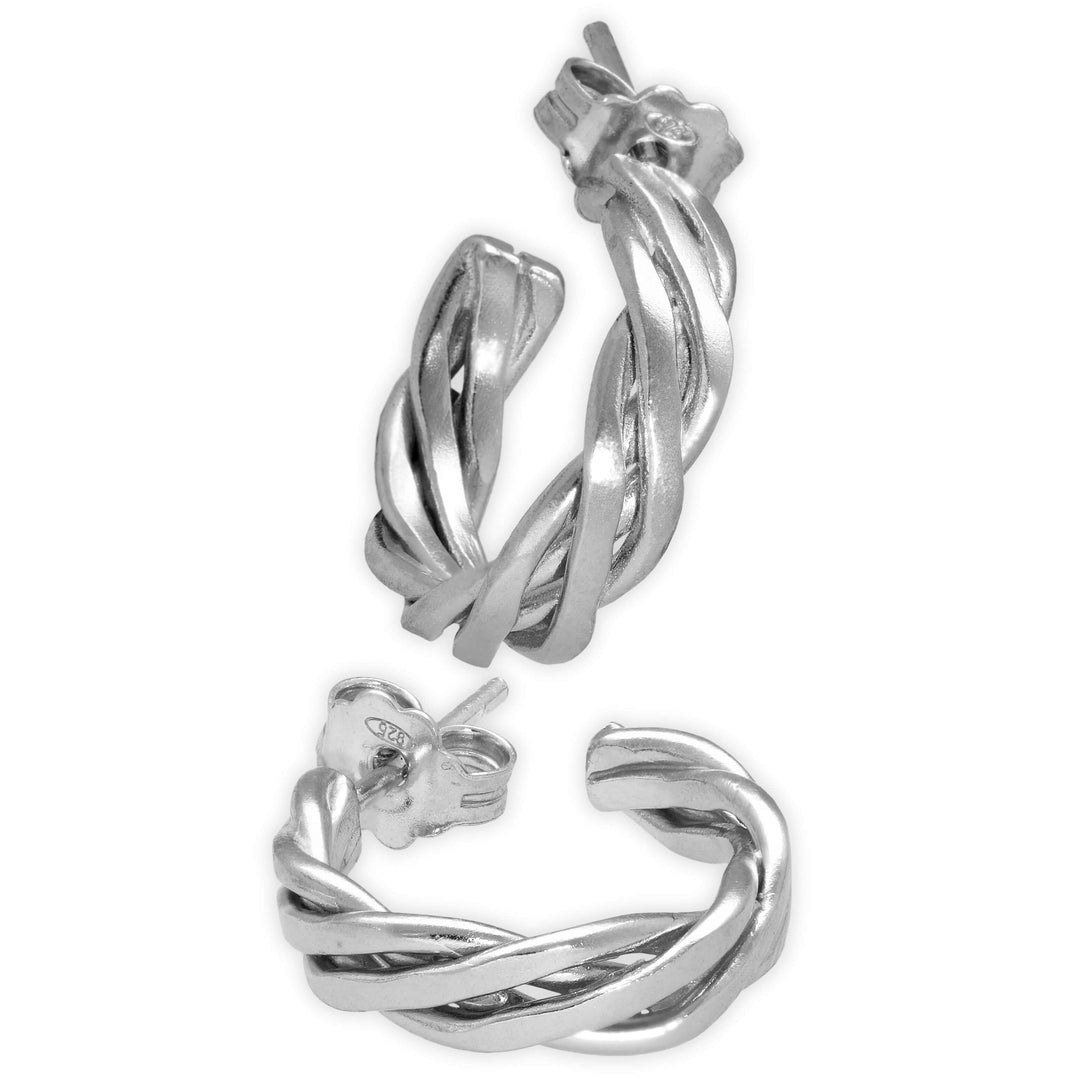 Huggie hoop earrings made of twisted wire