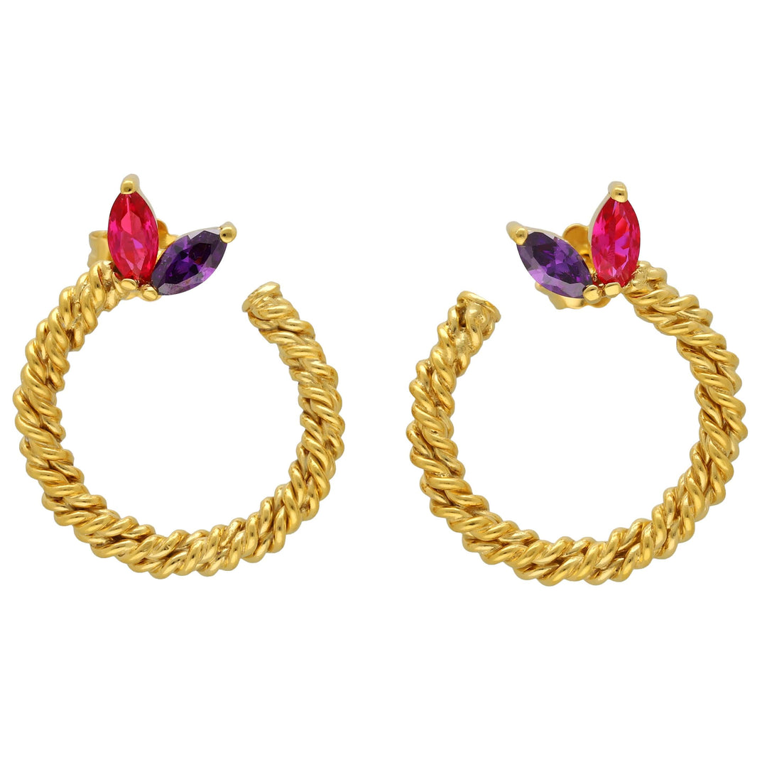 Stud earrings made of twisted wire with zircon