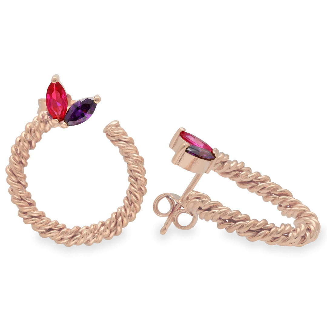 Stud earrings made of twisted wire with zircon