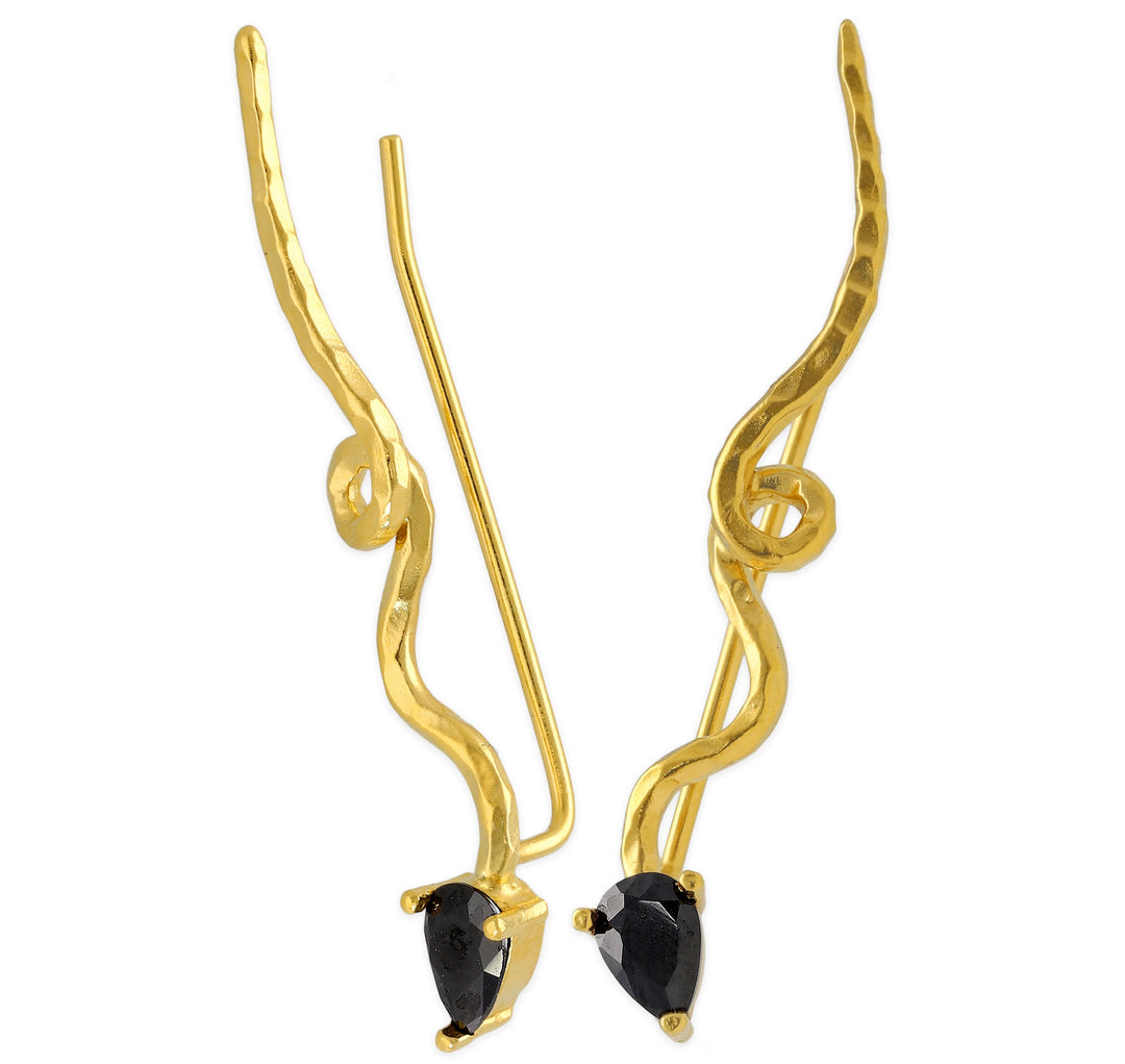 Pin earrings "snakes" with zircons