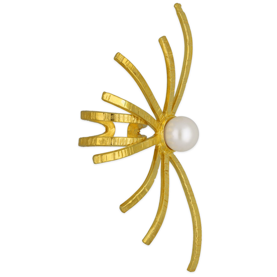 Cuff earring "spider" with pearl