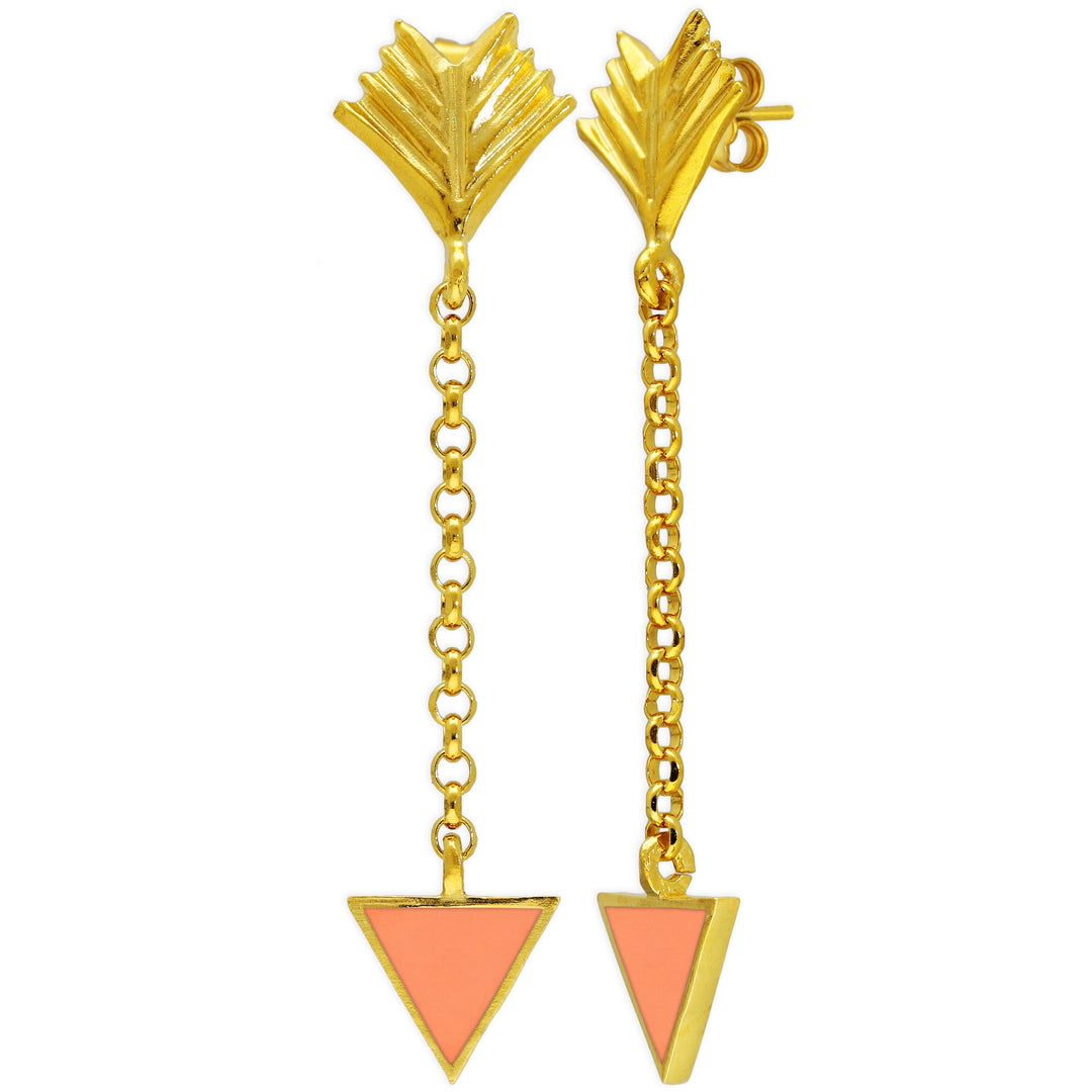 Dangling earrings "arrows" with enamel