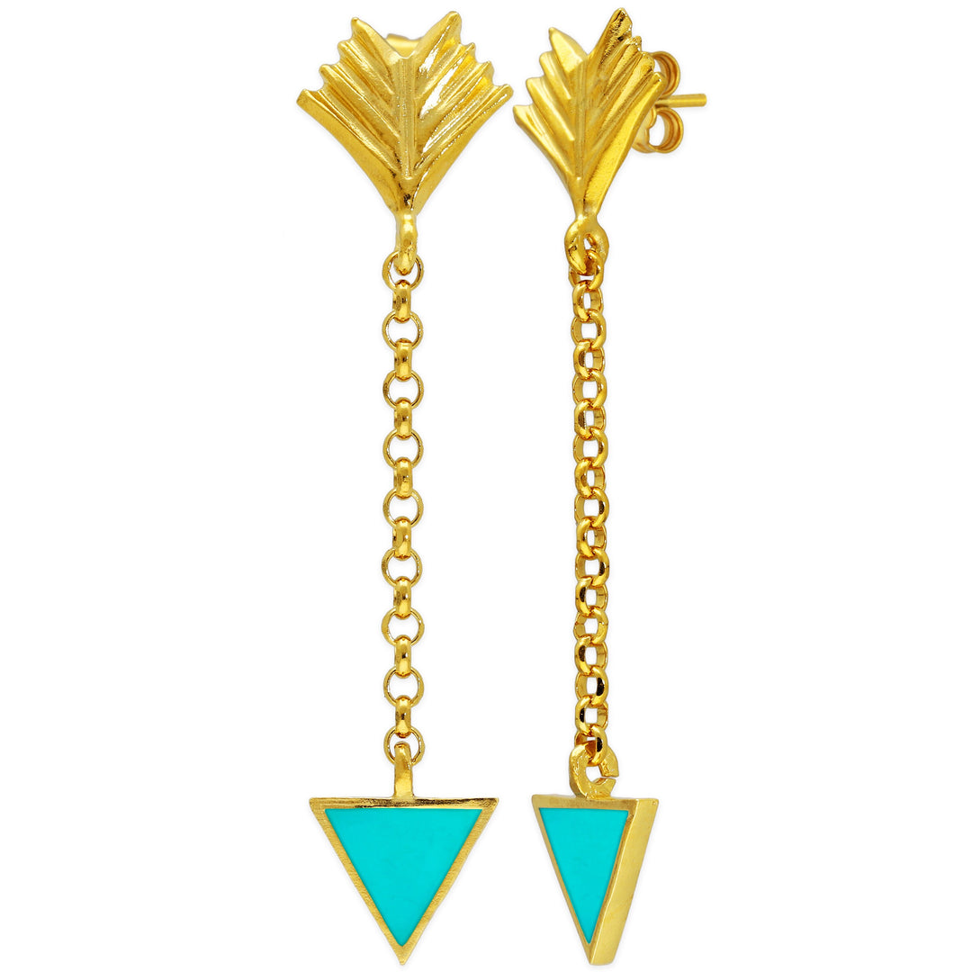 Dangling earrings "arrows" with enamel