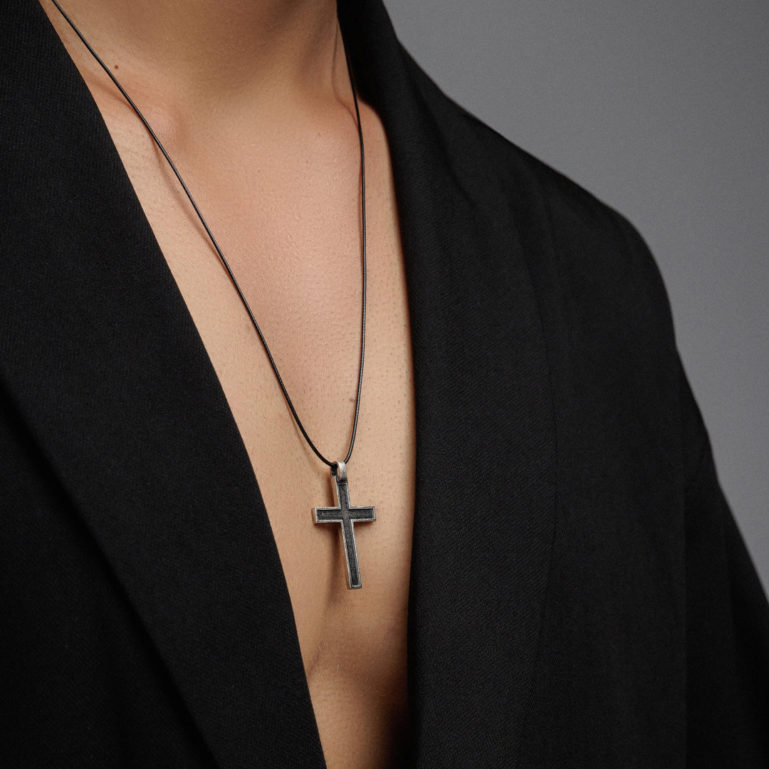 Oxidized cross pendant for men