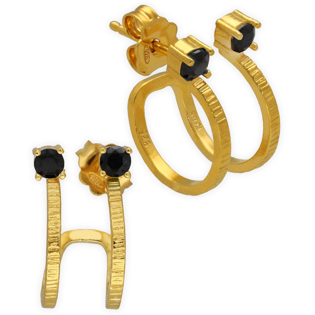 Double hoop earrings with zircons