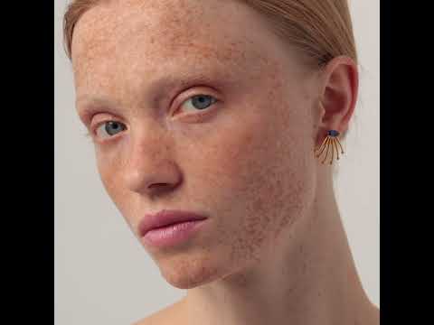 Stud earrings "sunrays" with zirconia