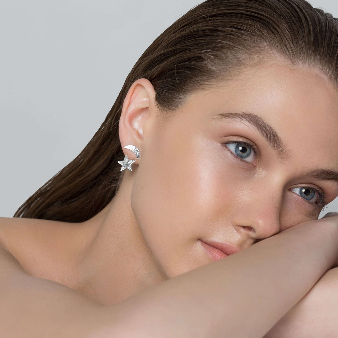 Earrings jackets "star & moon"