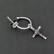 Ανδρικό σκουλαρίκι κρίκος με σταυρό από ασήμι 925 - κοσμήματα emmanuela