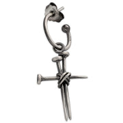 Ανδρικό σκουλαρίκι με σταυρό από καρφιά από ασήμι 925 - κοσμήματα emmanuela