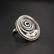 Δαχτυλίδι "σπείρα" με μαργαριτάρια από ασήμι 925 - κοσμήματα emmanuela