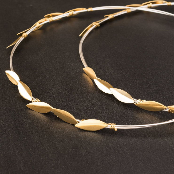Δίχρωμα στέφανα γάμου "φύλλα ελιάς" από ασήμι 925 - κοσμήματα emmanuela
