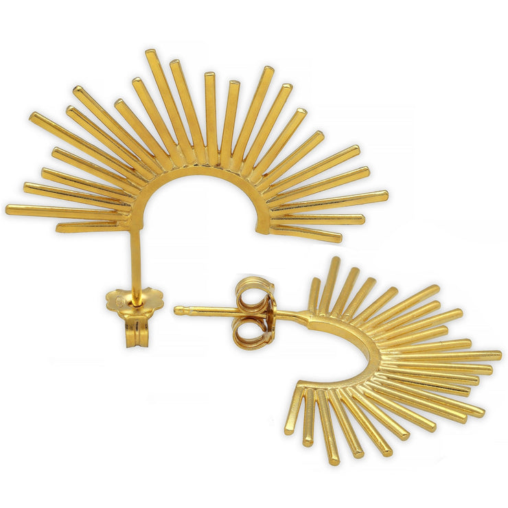 Καρφωτά σκουλαρίκια κρίκοι με ακτίνες από ασήμι 925 - κοσμήματα emmanuela