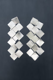 Κρεμαστά σκουλαρίκια "τετράγωνα" από ασήμι 925 - κοσμήματα emmanuela