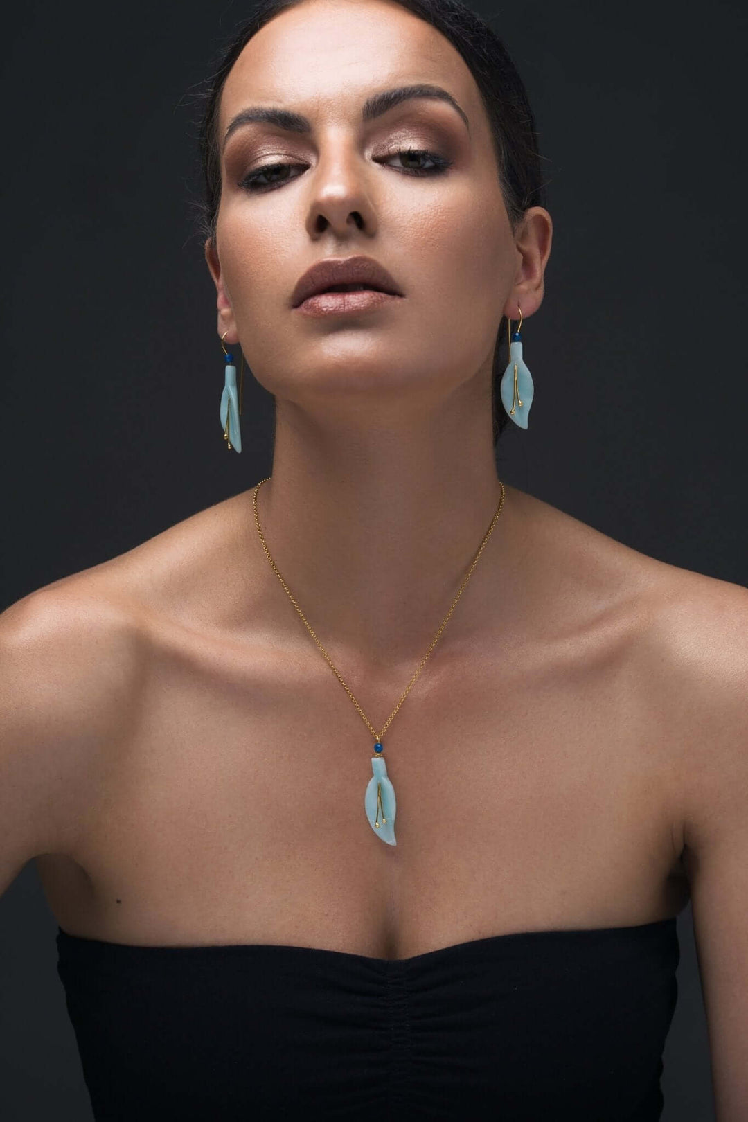 Κρεμαστό μενταγιόν "φύλλο" αμαζονίτη από ασήμι 925 - κοσμήματα emmanuela