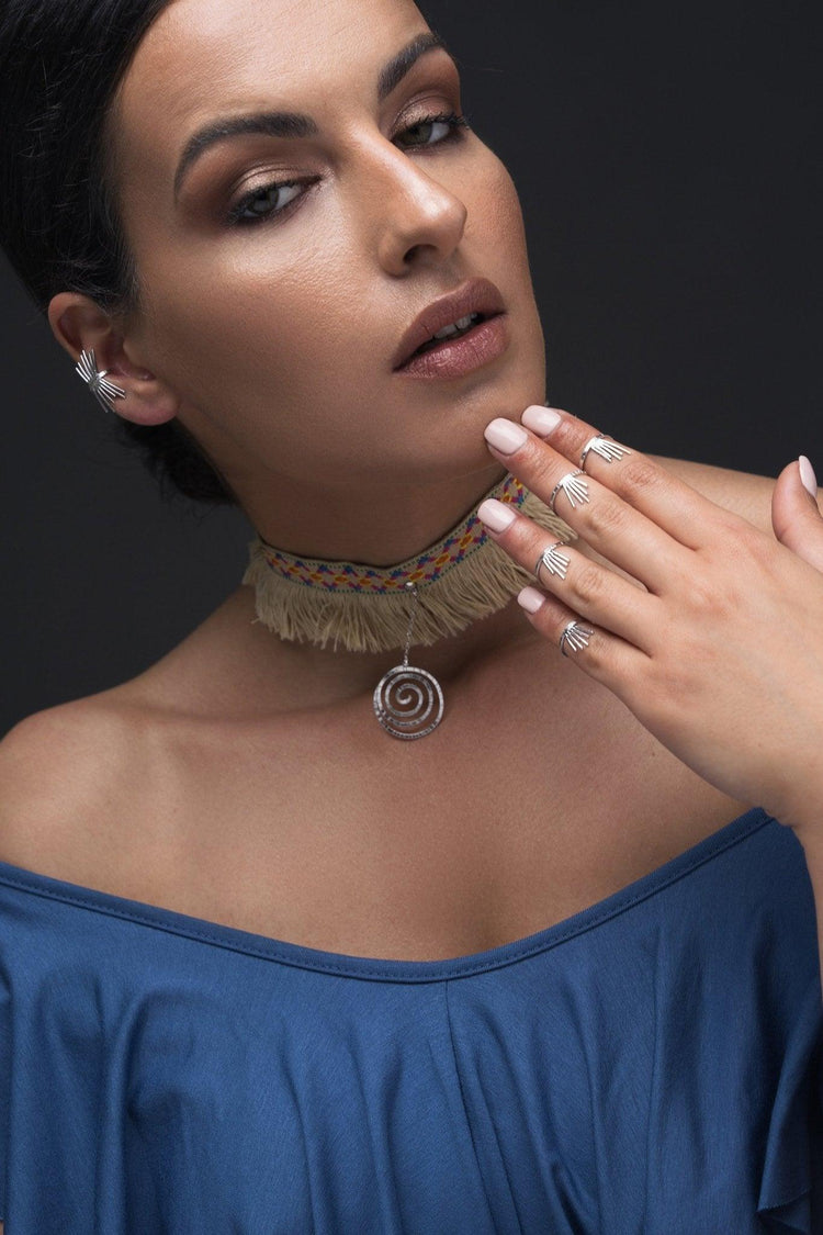 Σετ από 4 midi δαχτυλίδια "ακτίνες" από ασήμι 925 - κοσμήματα emmanuela