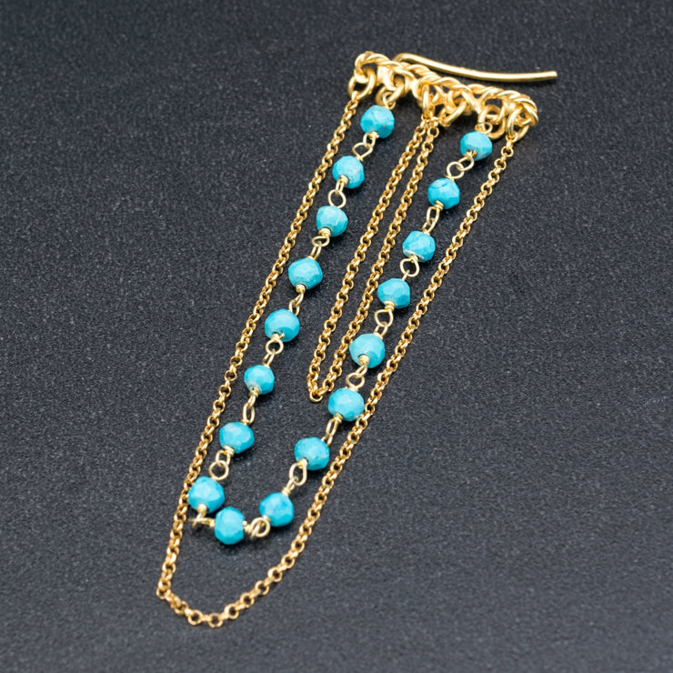 Σκουλαρίκια pins με τιρκουάζ ροζάριο από ασήμι 925 - κοσμήματα emmanuela